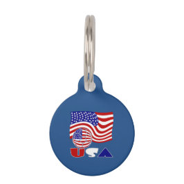 Placa Para Mascotas Bandera de Estados Unidos USA Balón de Fútbol Fond