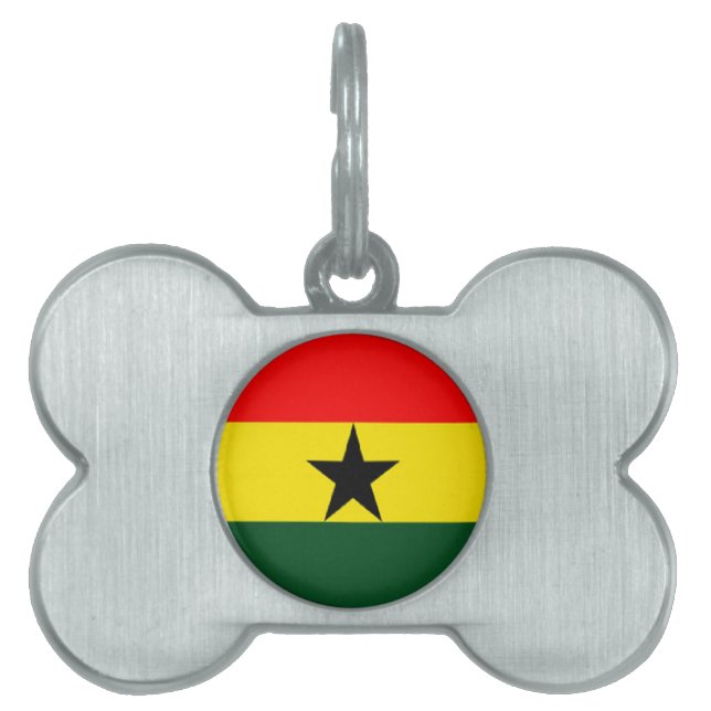 Placa Para Mascotas Bandera de Ghana (Frente)