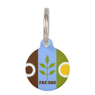 Placa Para Mascotas Bandera de la ciudad de Fresno etiqueta de identif