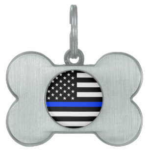 Placa Para Mascotas Bandera de la policía de la delgada línea azul