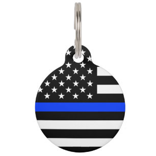 Placa Para Mascotas Bandera de la policía de la delgada línea azul