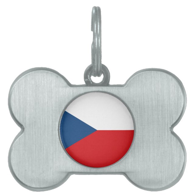 Placa Para Mascotas Bandera de la República Checa (Frente)