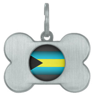 Placa Para Mascotas Bandera de las Bahamas de borde oscuro