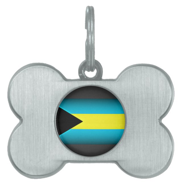 Placa Para Mascotas Bandera de las Bahamas de borde oscuro (Frente)