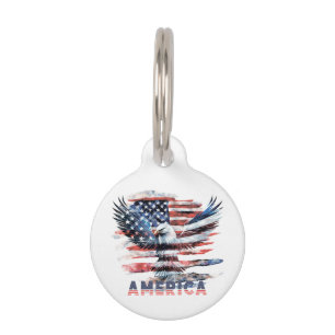Placa Para Mascotas Bandera de los Estados Unidos. América