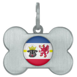 Placa Para Mascotas Bandera de Mecklemburgo-Pomerania Occidental Etiqu