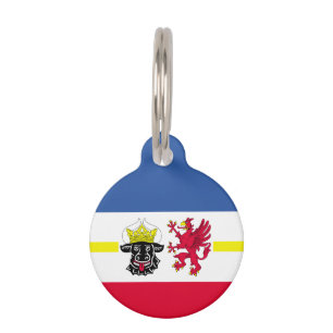 Placa Para Mascotas Bandera de Mecklemburgo-Pomerania Occidental Etiqu