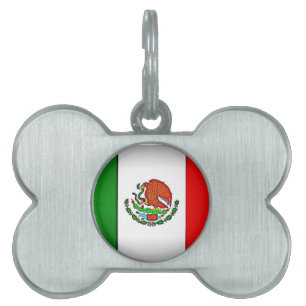 Placa Para Mascotas Bandera de México estilizada