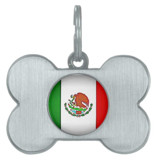 Placa Para Mascotas Bandera de México estilizada (Frente)