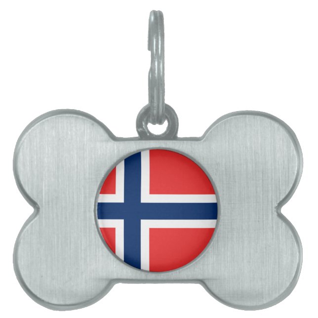 Placa Para Mascotas Bandera de Noruega (Frente)