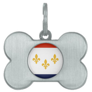 Placa Para Mascotas Bandera de Nueva Orleans, etiqueta de identificaci