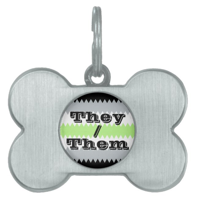 Placa Para Mascotas Bandera de orgullo Agender ZigZag personalizable d (Frente)