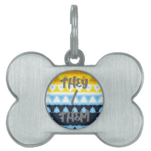 Placa Para Mascotas Bandera de Orgullo Boho Groovy Geométrico Abstract