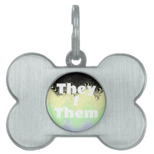 Placa Para Mascotas Bandera de orgullo Cassgender Groovy con pronombre