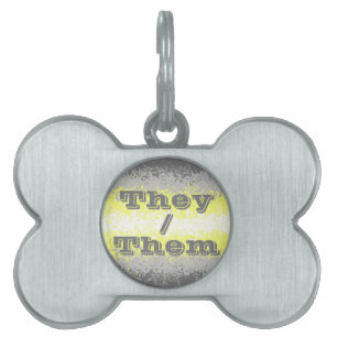 Placa Para Mascotas Bandera de orgullo demigénero trippy personalizabl