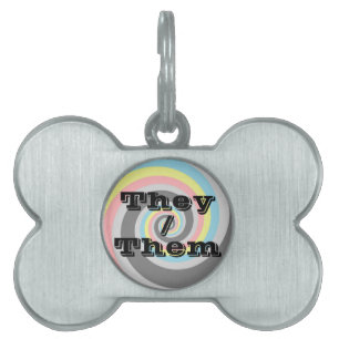 Placa Para Mascotas Bandera de orgullo en espiral de pronombre persona