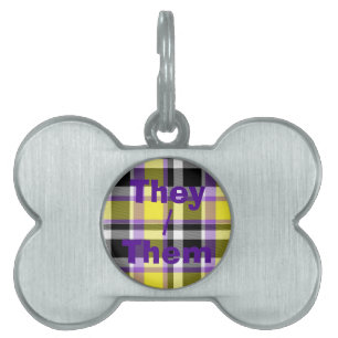 Placa Para Mascotas Bandera de Orgullo Escocés Boho No Binario Quirky 