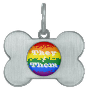 Placa Para Mascotas Bandera de orgullo gay personalizable funky boho