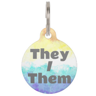 Placa Para Mascotas Bandera de orgullo Genderfaun boho personalizable