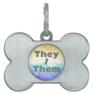 Placa Para Mascotas Bandera de orgullo Genderfaun boho personalizable