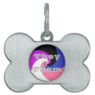 Placa Para Mascotas Bandera de orgullo Genderfluid en espiral con pron