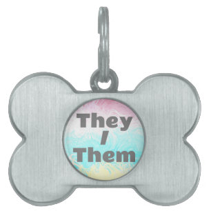 Placa Para Mascotas Bandera de orgullo Genderflux con pronombres perso