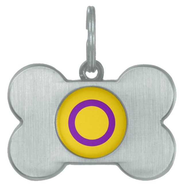 Placa Para Mascotas Bandera de orgullo intersexual (Frente)