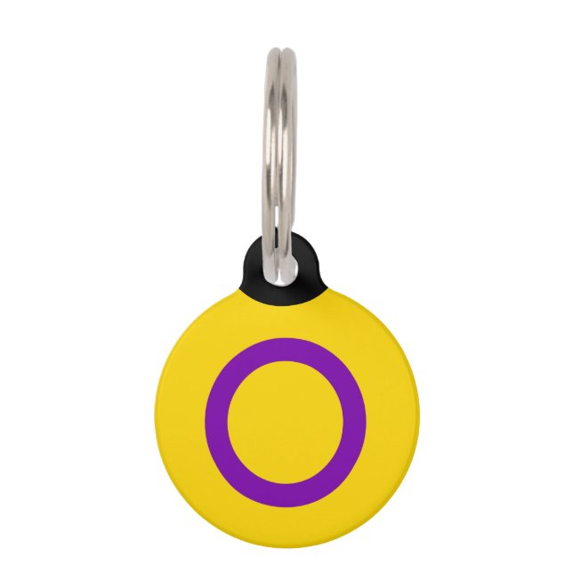 Placa Para Mascotas Bandera de orgullo intersexual (Anverso)
