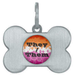 Placa Para Mascotas Bandera de orgullo lésbico personalizable con burb