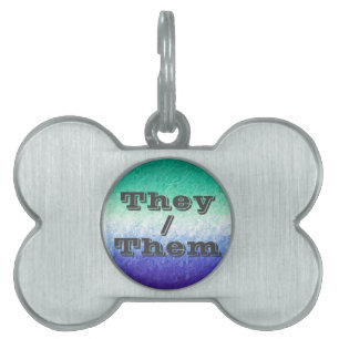 Placa Para Mascotas Bandera de orgullo MLM de pronombre personalizable