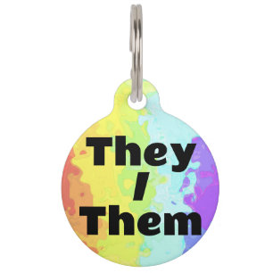Placa Para Mascotas Bandera de orgullo Neurogender de pronombres perso