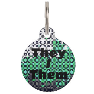 Placa Para Mascotas Bandera de orgullo Neutrois personalizable pixelad
