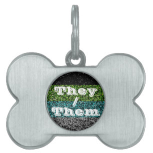 Placa Para Mascotas Bandera de orgullo Quoiromántico Funky Pronombre P