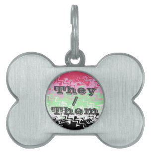 Placa Para Mascotas Bandera de orgullo recipromántico de pronombre per