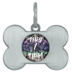Placa Para Mascotas Bandera de orgullo Uingender Groovy Boho Burbujas