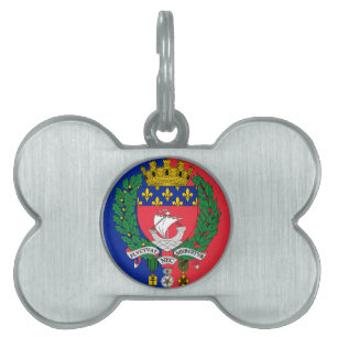 Placa Para Mascotas Bandera de París, etiqueta de identificación de ma