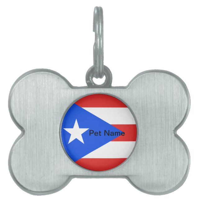 Placa Para Mascotas Bandera de Puerto Rico (Frente)