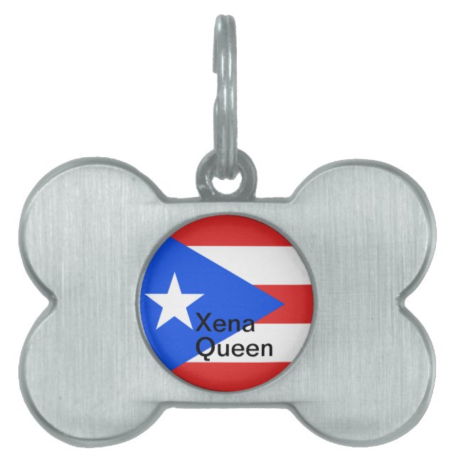 Placa Para Mascotas Bandera de Puerto Rico (Frente)