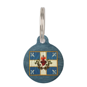 Placa Para Mascotas Bandera de Quebec antigua Carillon Sacré-Cœur