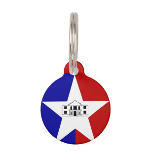 Placa Para Mascotas Bandera de San Antonio, Texas Pet ID Tag