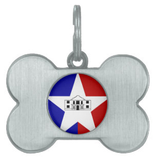 Placa Para Mascotas Bandera de San Antonio, Texas Pet ID Tag