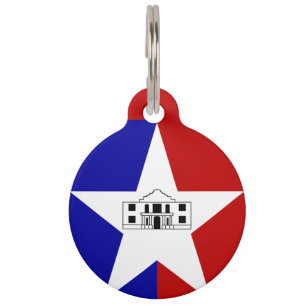 Placa Para Mascotas Bandera de San Antonio, Texas Pet ID Tag