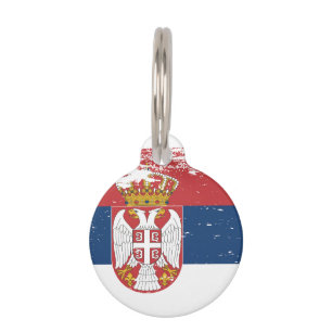 Placa Para Mascotas Bandera de Serbia del Grunge