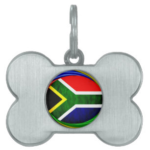 Placa Para Mascotas Bandera de Sudáfrica: Dinámico Swirl Motif