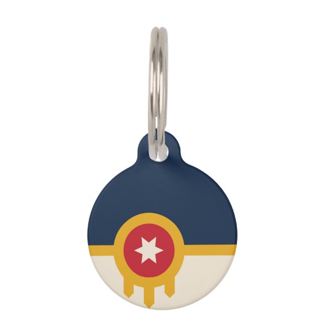 Placa Para Mascotas Bandera de Tulsa, Oklahoma (Anverso)