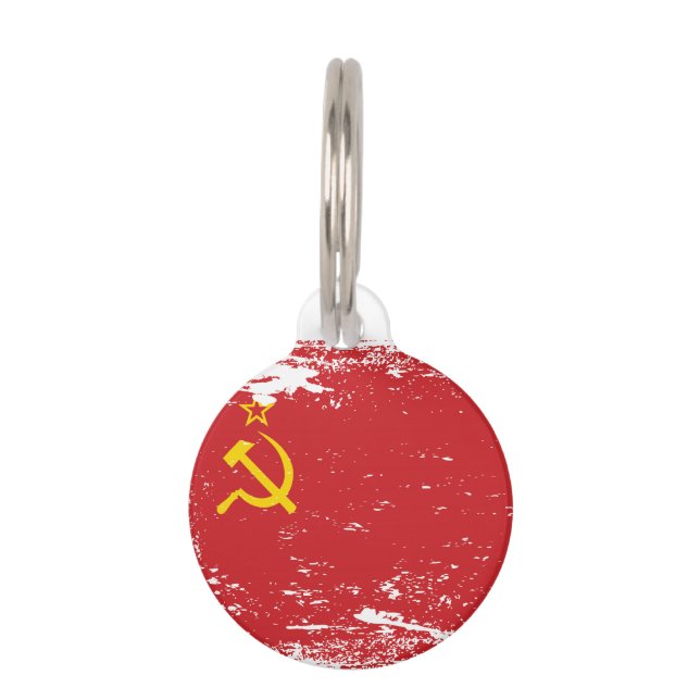 Placa Para Mascotas Bandera de Unión Soviética del Grunge - URSS (Anverso)