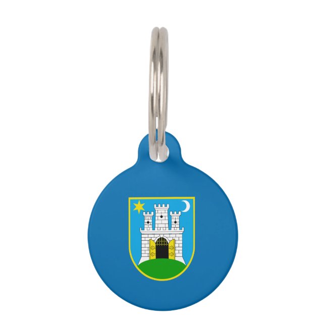 Placa Para Mascotas Bandera de Zagreb, Croacia (Anverso)