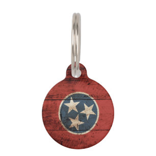 Placa Para Mascotas Bandera del estado de Tennessee en grano de madera