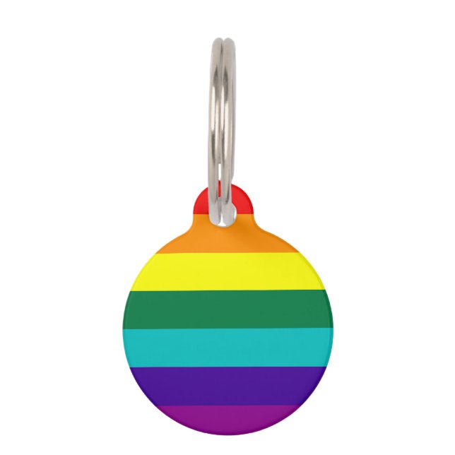 Placa Para Mascotas Bandera del Orgullo Arcoiris de 7 bandas (Anverso)