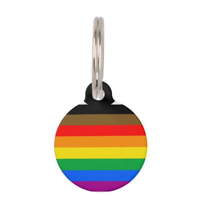 Placa Para Mascotas Bandera del Orgullo Arcoíris de Filadelfia (Anverso)